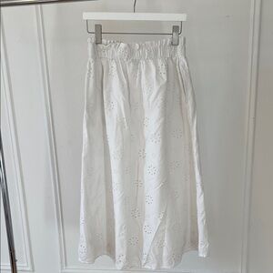 Elegant White Eyelet Midi Skirt